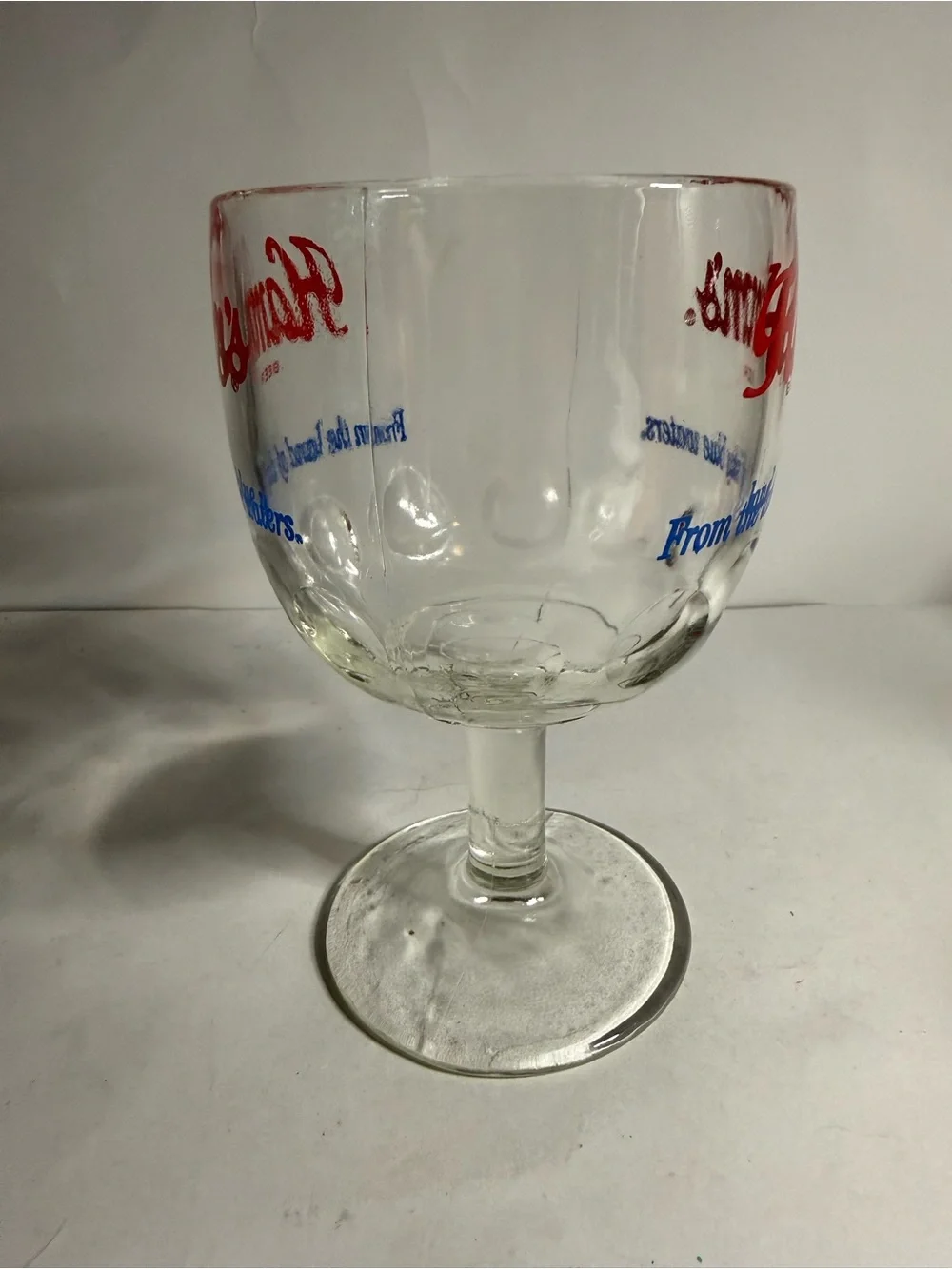 Vintage 1970s Hamm’s Beer Glass Thumbprint Goblet